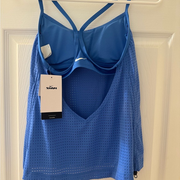 NWT Nike Essential Blue Mesh Layered Tankini Top Small Racerback Women - Picture 5 of 10
